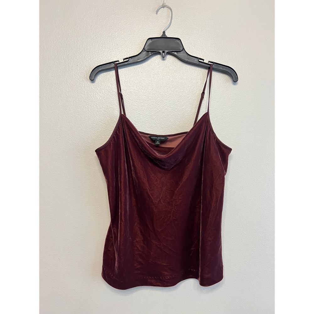 Banana Republic Burgundy Velvet Cowl Neck Camisole Top Holiday Festive Flirty